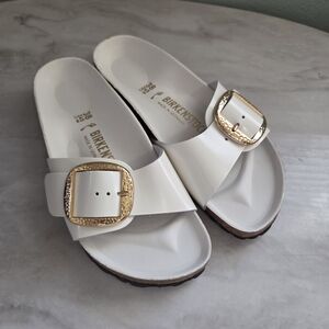 Birkenstock Women's Madrid Big Buckle White Sandals 38/7 Women's